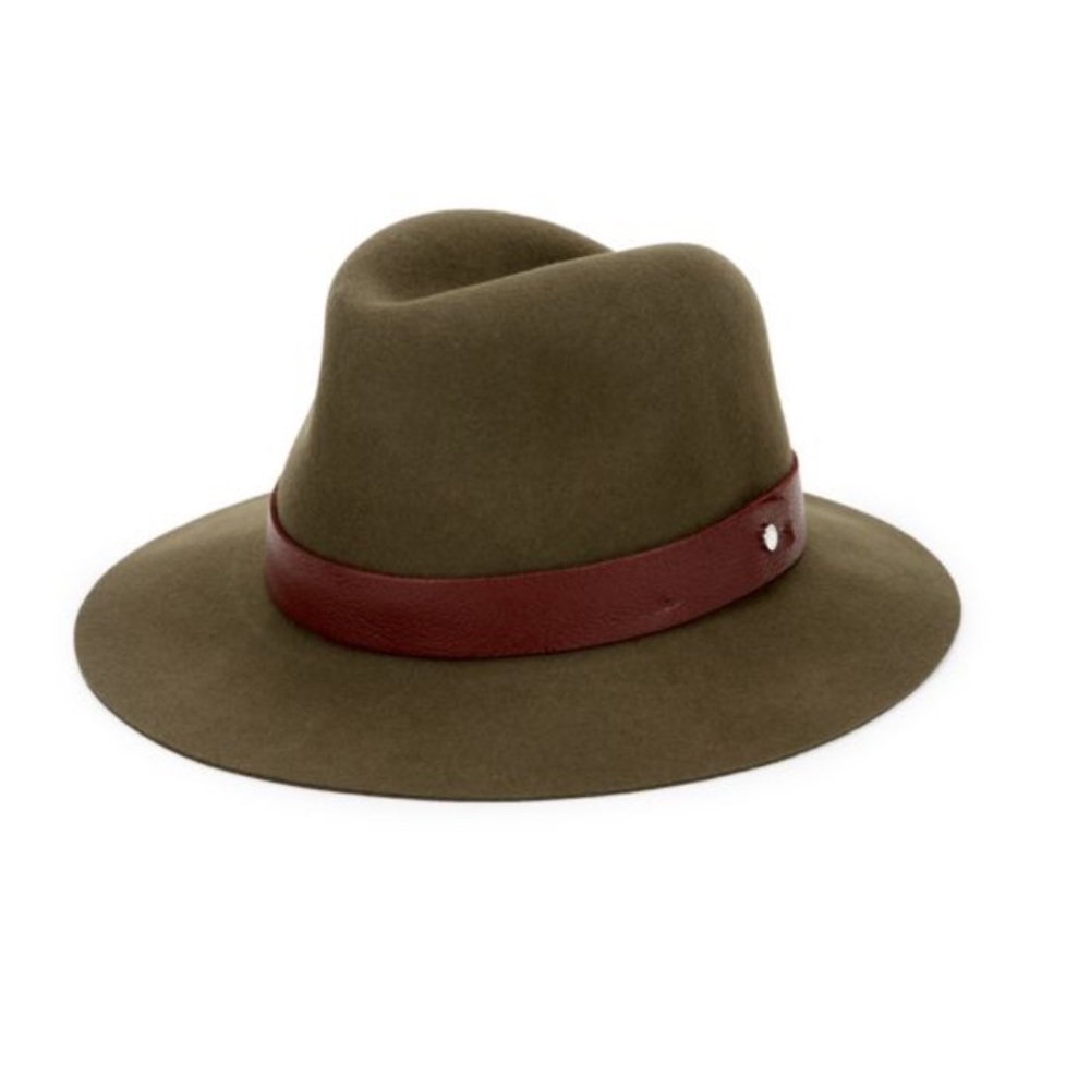 Rag & Bone Brown Wool Floppy Brim Fedora with embossed leather trim